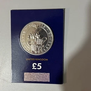 2018 BLACK BULL OF CLARENCE £5 POUND COIN QUEENS BEASTS BRILLIANT UNCIRCULATED - Picture 1 of 2