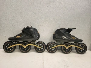 PASENDI Professional Speed Skates Shoes 3 Wheels 3X125MM Big Carbon Fiber Sz 46 - Picture 1 of 18