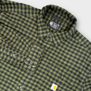 Carhartt Herren Loose Fit Plaid Flanell Baumwolle Grün Schwarz Langarm Gr. XL - Bild 1 von 12