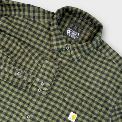 Carhartt Para Hombre Calce Suelto Franela a Cuadros Algodón Verde Negro Manga Larga Talla XL Foto 1 de 4