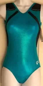 Body da ginnastica GK Elite Seaglass Sparkle in velluto nero taglia AS - Foto 1 di 11