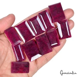 11 Pcs Natural Red Ruby Loose Emerald Cut Ring size 28-31mm Gemstones Lot~460 Ct - Picture 1 of 5