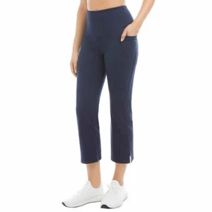 NWT JOCKEY LADIES' DK NAVY CROPPED SLIT FLARE ACTIVEWEAR YOGA PANTS SZ M #F188 - Picture 1 of 2