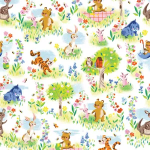 Riley Blake 100 Aker Woods Main weiß ~ Winnie Puuh Stoff von Jill Howarth - Bild 1 von 2
