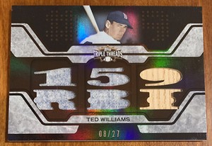Ted WILLIAMS 2008 Topps Triple Threads Sepia Jersey & Bat Relics 8/27 NM Red Sox