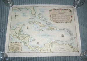 Vintage 1989 Kay Immel THE CARIBBEAN and WEST INDIES Map/Print/Poster 19” x 25” - Picture 1 of 7