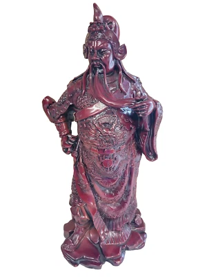 ESTÁTUA VERMELHA DE GUAN GONG GUAN YU 14,5 POLEGADAS RESINA DEUS GUERREIRO CHINÊS - Imagem 1 de 4