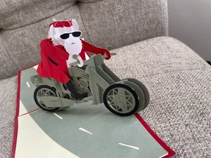 Biker Santa Christmas Cards (LOT of 15)  ~ 3-D Santa Image Stands up & rides! - Picture 1 of 3