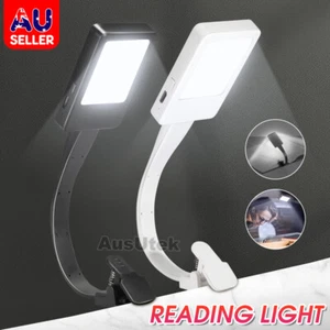 LED Book Reading Light Lamp USB Rechargeable Flexible Clip On Bed Desk Table - Picture 1 of 9