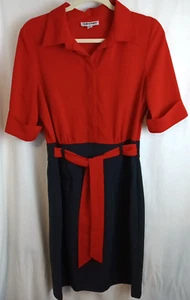 Shelby & Palmer Women’s Red & Black Dress Short Sleeve Belted Front Size 10 - Picture 1 of 6