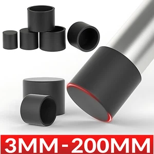 Black Pipe Tube Plugs End Cover Caps Silicone Rubber Round Blanking 3mm - 200mm - Picture 1 of 109