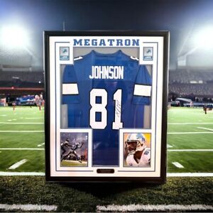 Calvin Johnson Autographed Jersey Framed Megatron Auto JSA COA Detroit Lions HOF