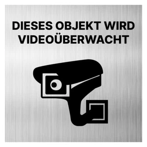 Warnung Videoüberwachung Kamera Schild Dibond/Alu 3 mm 12x12cm mit Klebepad - Bild 1 von 28