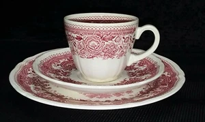 Villeroy&Boch Mettlach 1 Kaffeegedeck 3-tlg. Burgenland rot,Kupferstich H 306 - Bild 1 von 8