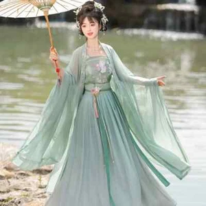 Capa Hanfu Mujer Estilo Chino Antiguo Manga Grande Escenario Espectáculo Disfraz Rendimiento - Imagen 1 de 17