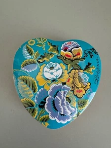 BRIGHTON Heart Shaped Collectible Flower Pop Art Trinket Box Tin only 4x4 - Picture 1 of 5