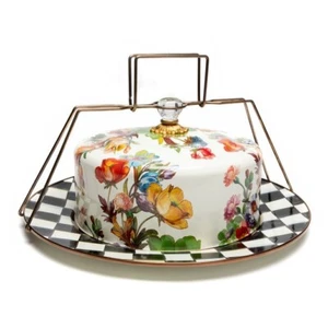 MacKENZIE CHILDS COURTLY CHECK ENAMEL CAKE CARRIER BNIB - Picture 1 of 5