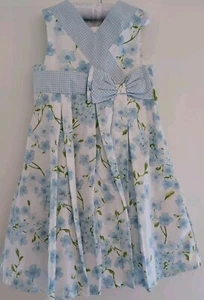 GYMBOREE Girl's Blue, Green & White Floral Sleeveless Lined Sundress - Size 6 - Picture 1 of 5