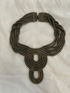 ARTISAN Fabulous AUDEN antiqued brass statement chocker necklace SIGNED - Picture 1 of 2
