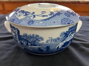 Spode Blue Italian Collection Deep Covered Dish 9" Round Serveware Blue & White - Picture 1 of 11