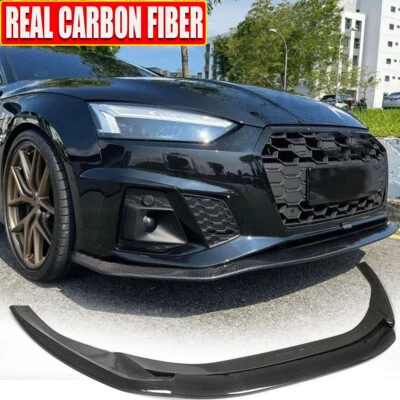 Alerón labial de parachoques delantero de fibra de carbono real para Audi A5 B9.5 Sline S5 2020-2024 Foto 1 de 4