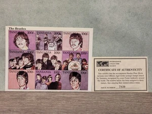The Beatles - Set of 9 Sheetlet Stamps - Issue Number 7839 - Tanzania - w/ COA - Picture 1 of 4