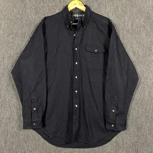 Ralph Lauren Creek 100% Wool Mens Large Long Sleeve Button Down Shirt Black - Picture 1 of 12