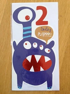 Alien Monster 2nd 2 Two Second Birthday Greeting Card *NEW* Kids (701) - Picture 1 of 2