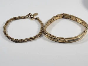 Vintage Bracelets Lot 1 Link Stainless Steel 1 Rope signed Park Lane Rhinestones - Picture 1 of 7