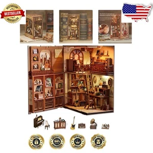 Elegante 3D DIY Bücherecke Kit mit LED Lichter - Miniatur Haus Buchstützen - Bild 1 von 8
