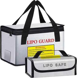 Portable Lipo Battery Safe Storage Bag Explosion-Proof Fireproof Bags Pouch Bag - Foto 1 di 21