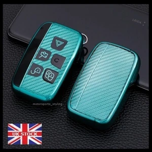 Green Carbon Fibre Key Fob Cover Case For Land Rover Range Rover Jaguar t45cf* - Picture 1 of 4