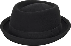 Pork Pie Hat for Men Women, Bowler Church Derby Hat Wool Felt Porkpie Fedora Hat - Picture 1 of 12