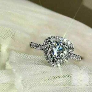 2.00Ct Lab Created Round Diamond Solitaire Wedding Ring 14K White Gold Finish - Picture 1 of 3