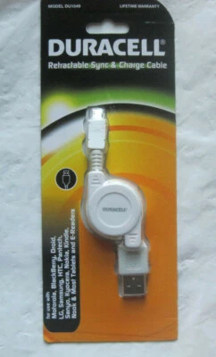 Duracell Retractable Sync & Charge Cable For Samsung Kindle~DU1549~New~LBDEN - Image 1 of 4