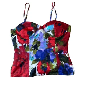 Forever 21 Y2K Camisole Top Womens XL NWT Red Floral Cottage Fairy Goth Boho - Picture 1 of 10