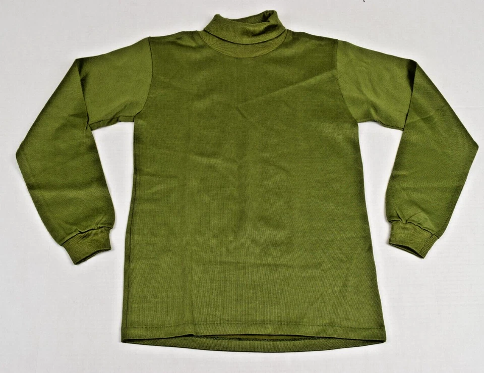 Vintage Turtleneck Shirt Munsingwear Size Youth 14/16 60s Olive Green Sheen - Image 1 of 4