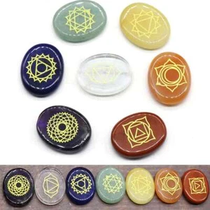 7PCS Chakra Stones Crystal Reiki Healing Energy Palm Natural Gemstone Quartz Set - Picture 1 of 12