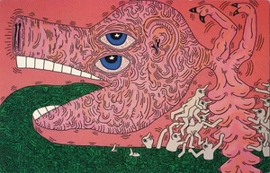 Litografía offset anuncio galería Tony Shafrazi Castelli 1984 Keith Haring - Imagen 1 de 4
