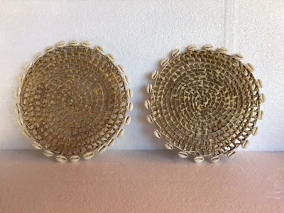 Rattan Wicker with Sea Shells Hot Placemat Pad 9” - Image 1 of 4