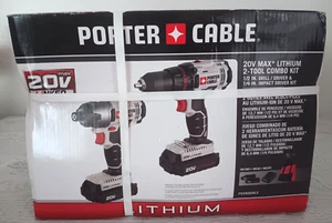 PORTER-CABLE 20V MAX* Cordless Drill Combo Kit, 2-Tool (PCCK602L2)-2BATTERIES + - Picture 1 of 10