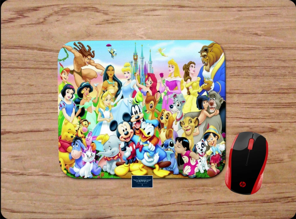 DISNEY CHARACTERS INSPIRED ART CUSTOM MOUSE PAD DESK MAT PC GAMING OFFICE GIFT - Image 1 of 1