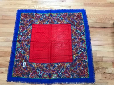 SALE! Vintage Yves St. Laurent Wool Challis Vivid Multi-color paisley Scarf VGC - Image 1 of 4
