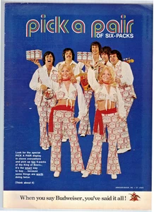 Vintage 1972 Budweiser wählen Sie ein Paar Sixpacks Druckanzeige 8,5x11 - Bild 1 von 1