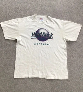 VTG 90’s Hard Rock Cafe Montreal TShirt Sz L Hanes Heavyweight Single Stitch - Picture 1 of 8