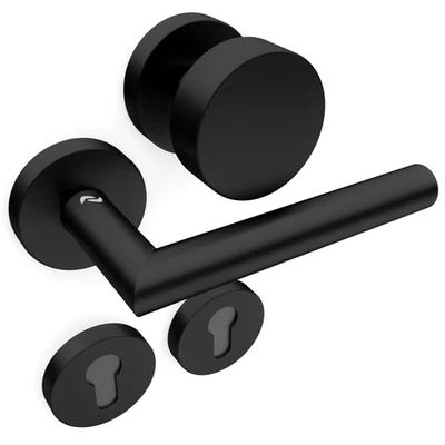 Türknauf feststehend Türknopf Edelstahl Drückergarnitur Sempro LIVIA schwarz - Bild 1 von 4