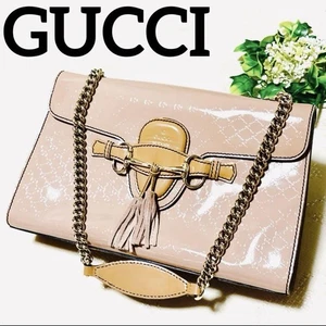 Borsa a tracolla Gucci Horsebit Emily GG catena pelle smaltata rosa autentica donna - Foto 1 di 24