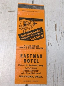 Matchbook Cover Eastman Hotel Waynoka, Oklahoma Vintage orange - Picture 1 of 3