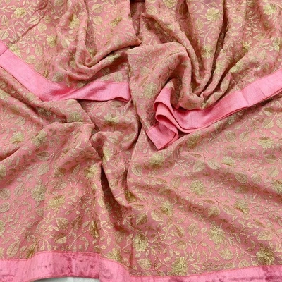 Cachecol indiano vintage rosa Dupatta estola longa Georgette bordado lenços véu - Imagem 1 de 4