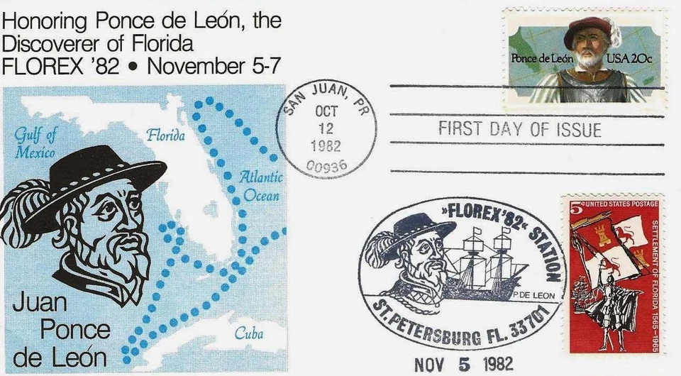Ponce de Leon-Florida #2024 Combo FDC Unkn Cachet M5186 - Image 1 of 1